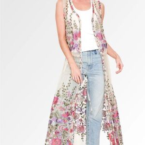 Embroidered floral maxi dress / kimono